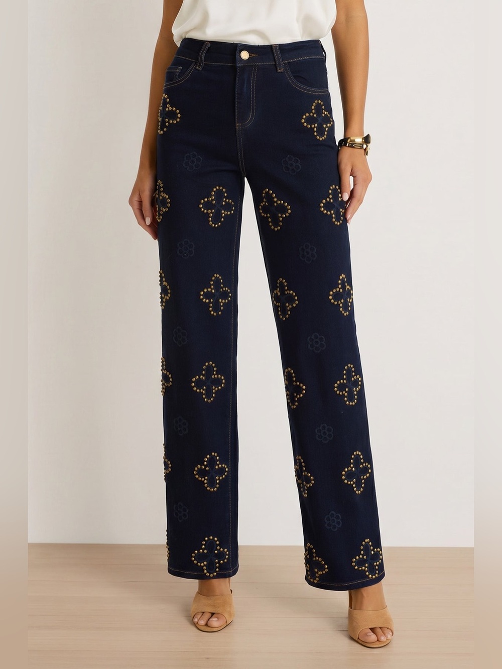 The Noli Shop Kaia Studded High Rise Jeans Size 31 NEW